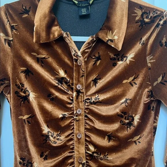 House of Harlow Revolved Crushed Velvet Floral Button Down Mini Dress - Picture 3 of 7